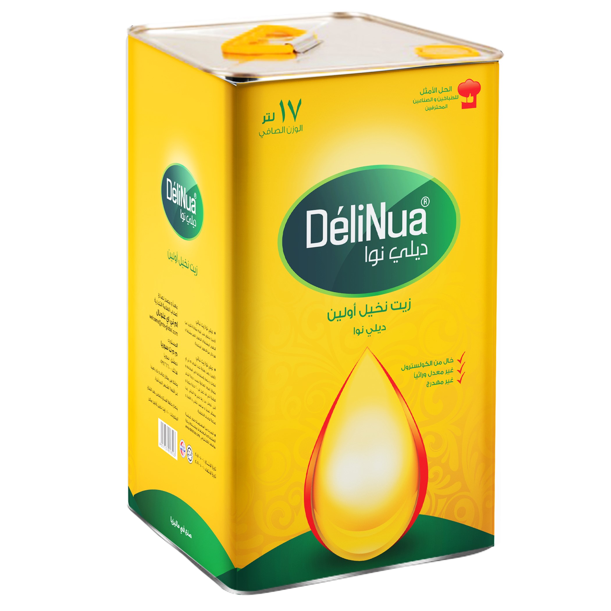 Delinua RBD Palm Olein Vegetable Oil packed in 17 Ltr Tin